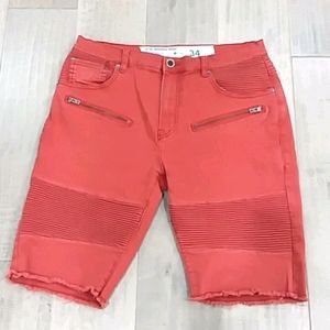 LRG true straight zipper red ribbed jean shorts